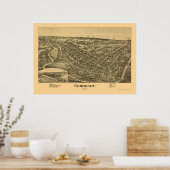 Conneaut, OH Panoramablick Karte - 1896 Poster (Küche)