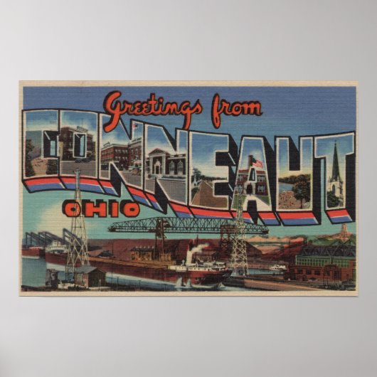 Conneaut, Ohio - Große Buchstabenszenen Poster (Vorne)