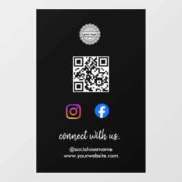 Connect with us Instagram Facebook Social Media QR Fensteraufkleber