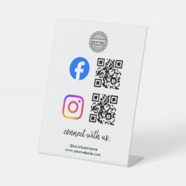 Connect with us Instagram Facebook Social Media QR Sockelschild