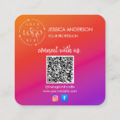 Connect With Us | Social Media Instagram Quadratische Visitenkarte (Rückseite)