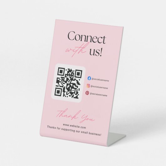 Connect With Us Social Media QR Code Business Sockelschild (Vorderseite)