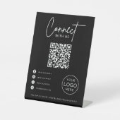 Connect With Us Social Media QR Code Business Sockelschild (Vorderseite)