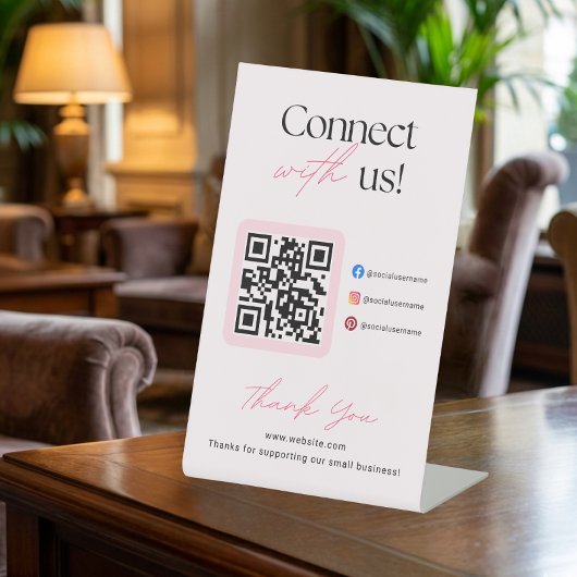 Connect With Us Social Media QR Code Business  Sockelschild