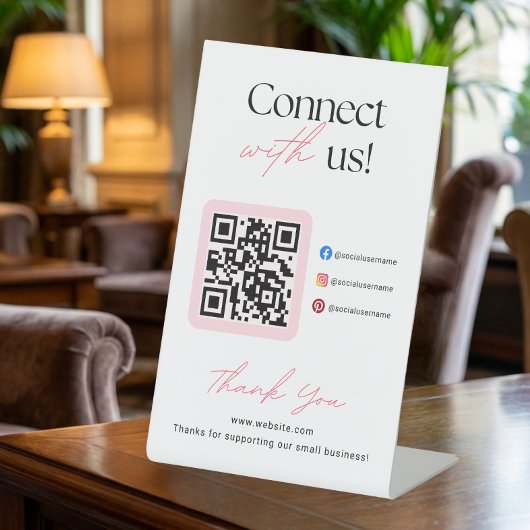 Connect With Us Social Media QR Code Business  Sockelschild