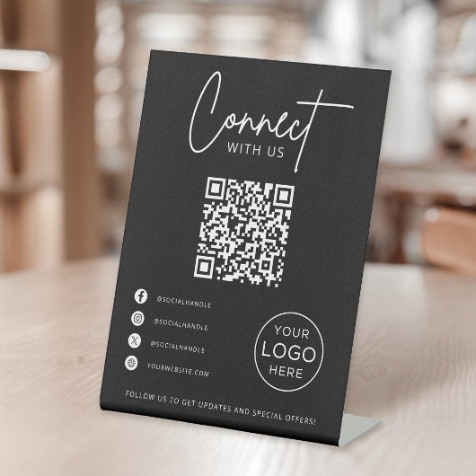 Connect With Us Social Media QR Code Business Sockelschild