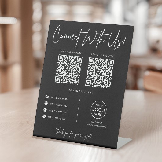 Connect With Us Social Media QR Code Business Sockelschild