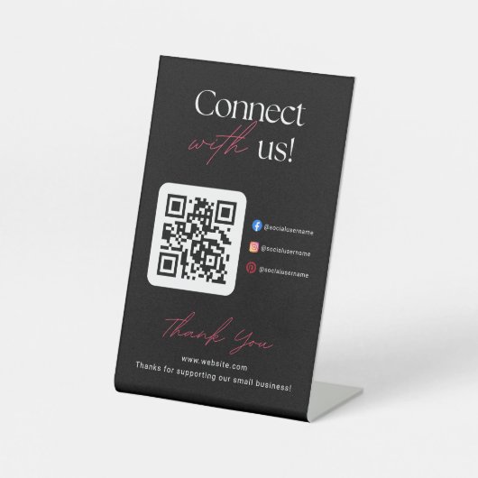 Connect With Us Social Media QR Code Business Sockelschild (Vorderseite)