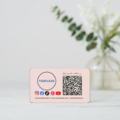 Connect with us Social Media QR Code Pink Business Visitenkarte (Stehend Vorderseite)