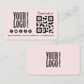 Connect with us Social Media QR Code Pink Business Visitenkarte (Vorne/Hinten)