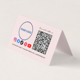 Connect with us Social Media QR Code Pink Business Visitenkarten