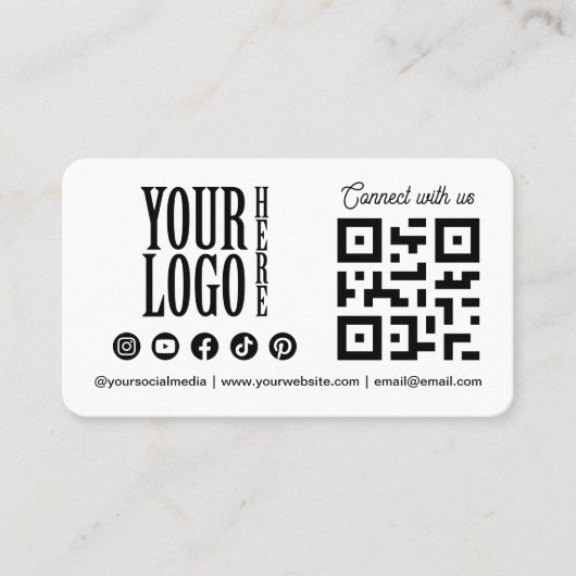 Connect with us Social Media QR Code whit Business Visitenkarte (Vorderseite)