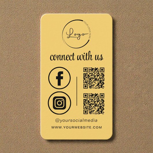 Connect With Us Yellow QR Code Visitenkarte