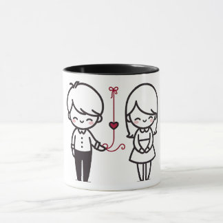 Connected by Love” Cute Couple Mug Tasse