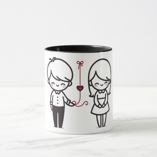 Connected by Love” Cute Couple Mug Tasse (Zentrum)