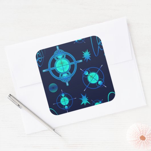 Connected Minds Pattern Quadratischer Aufkleber (Umschlag)