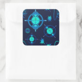 Connected Minds Pattern Quadratischer Aufkleber (Tasche)