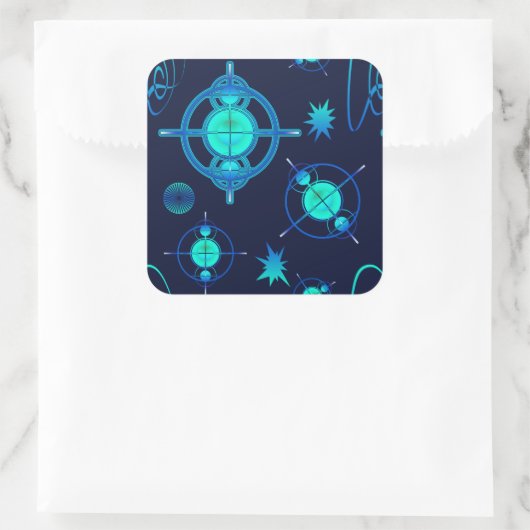 Connected Minds Pattern Quadratischer Aufkleber (Tasche)