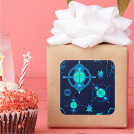 Connected Minds Pattern Quadratischer Aufkleber