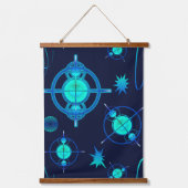 Connected Minds Pattern Wandteppich Mit Holzrahmen (Vorderseite)