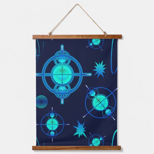 Connected Minds Pattern Wandteppich Mit Holzrahmen (Vorderseite)