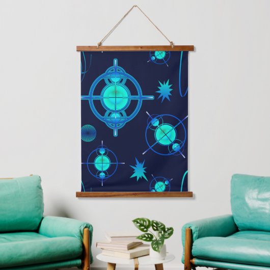 Connected Minds Pattern Wandteppich Mit Holzrahmen (Wohnzimmer)