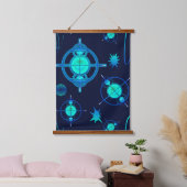 Connected Minds Pattern Wandteppich Mit Holzrahmen (Schlafzimmer)