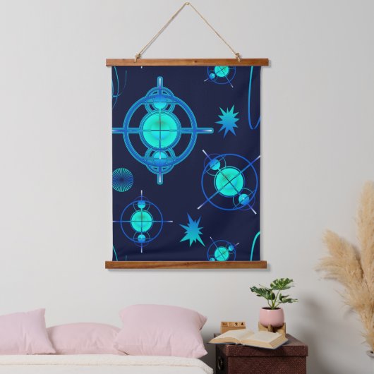 Connected Minds Pattern Wandteppich Mit Holzrahmen (Schlafzimmer)