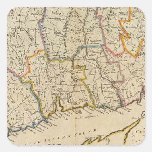 Connecticut 10 quadratischer aufkleber (Vorderseite)