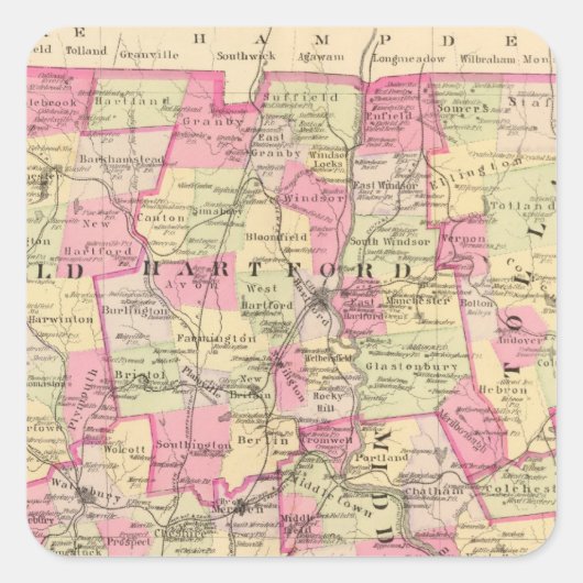 Connecticut 12 quadratischer aufkleber (Vorderseite)