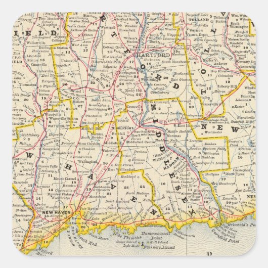 Connecticut 14 quadratischer aufkleber (Vorderseite)