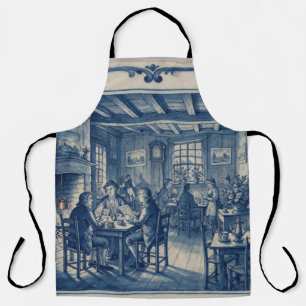 Connecticut 1700er Kaffeehaus Delft Blau Kunst Schürze