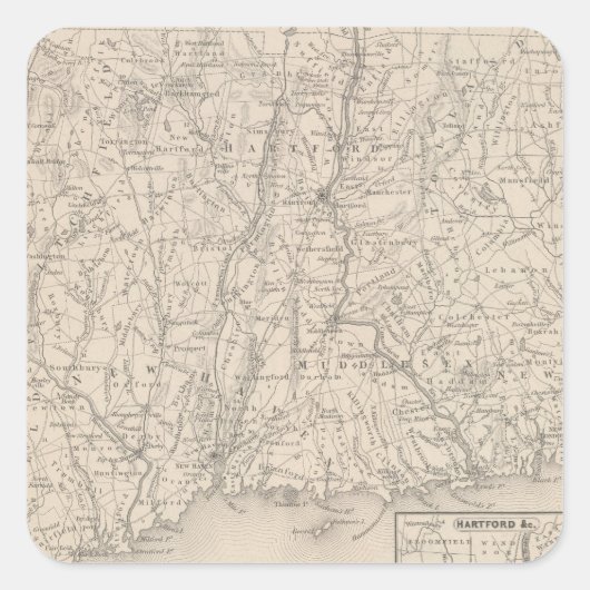 Connecticut 3 quadratischer aufkleber (Vorderseite)