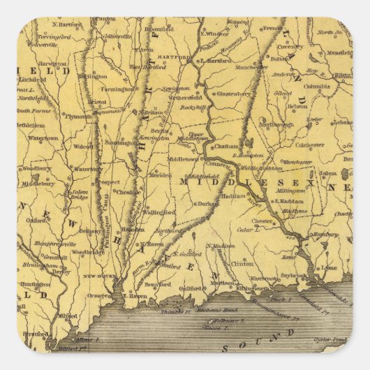 Connecticut 4 quadratischer aufkleber (Vorderseite)