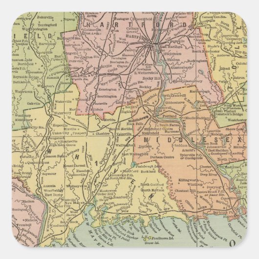 Connecticut 5 quadratischer aufkleber (Vorderseite)