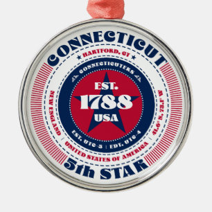 Connecticut 5. Weihnachtsstaatsschmuck Ornament Aus Metall