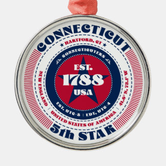 Connecticut 5. Weihnachtsstaatsschmuck Ornament Aus Metall