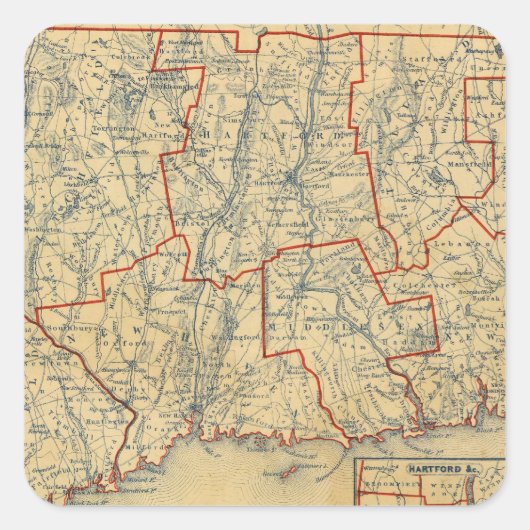 Connecticut 6 quadratischer aufkleber (Vorderseite)