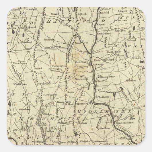 Connecticut 7 quadratischer aufkleber (Vorderseite)