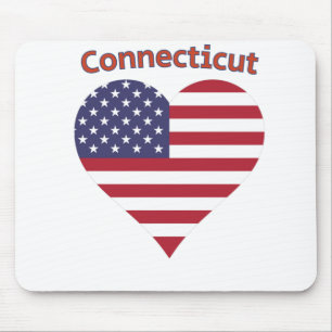 Connecticut American Flag Herz Mousepad