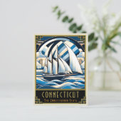 Connecticut | Art Deco Postkarte (Stehend Vorderseite)