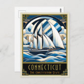 Connecticut | Art Deco Postkarte (Vorne/Hinten)