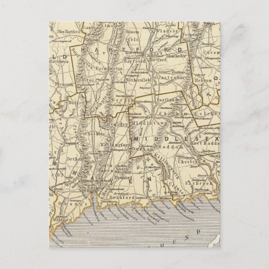 Connecticut Atlas Map Postkarte (Vorderseite)