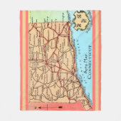 Connecticut Auto Karte Fleecedecke (Vorderseite)