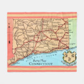 Connecticut Auto Karte Fleecedecke (Vorderseite (Horizontal))