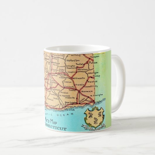  Connecticut Auto Map Mug Kaffeetasse (VorderseiteRechts)