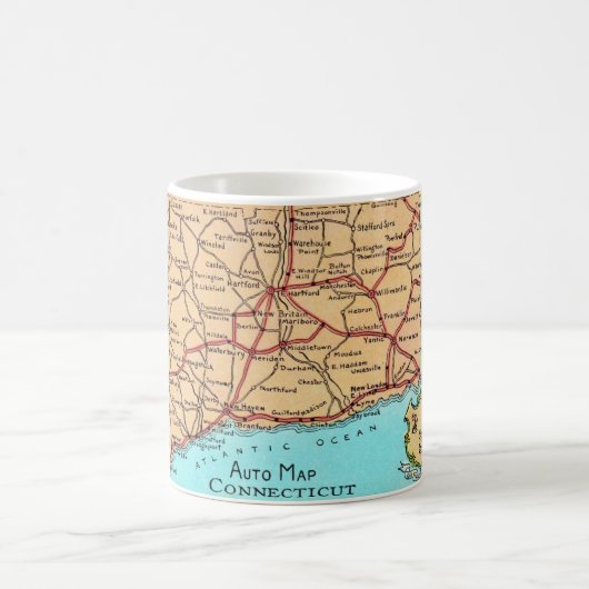  Connecticut Auto Map Mug Kaffeetasse (Mittel)