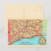 Connecticut Auto Map Postkarte (Vorne/Hinten)