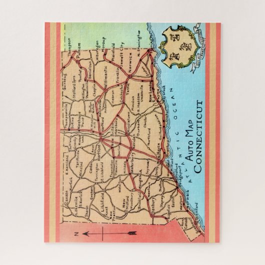 Connecticut Auto Map Puzzle (Vertikal)