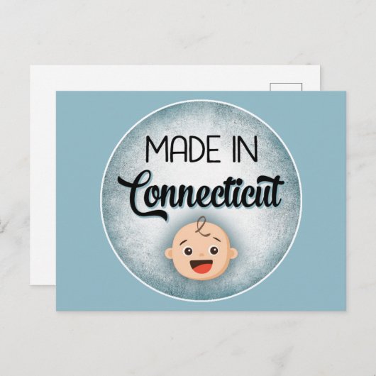 Connecticut Baby Funny Blue New Boy Postcard Postkarte (Vorne/Hinten)